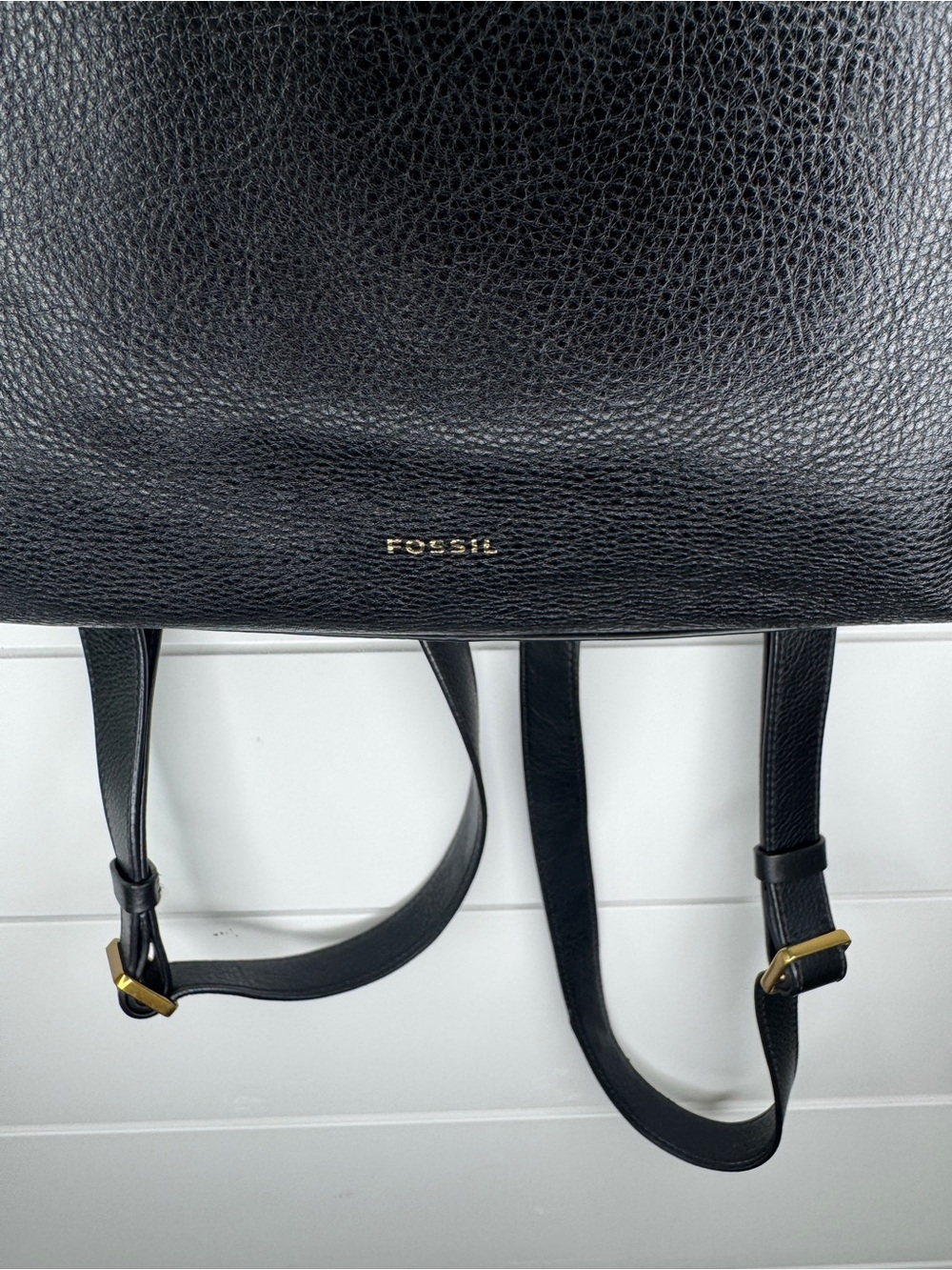 Fossil Black Leather Backpack with Gold Hardware - Picture 2 of 9